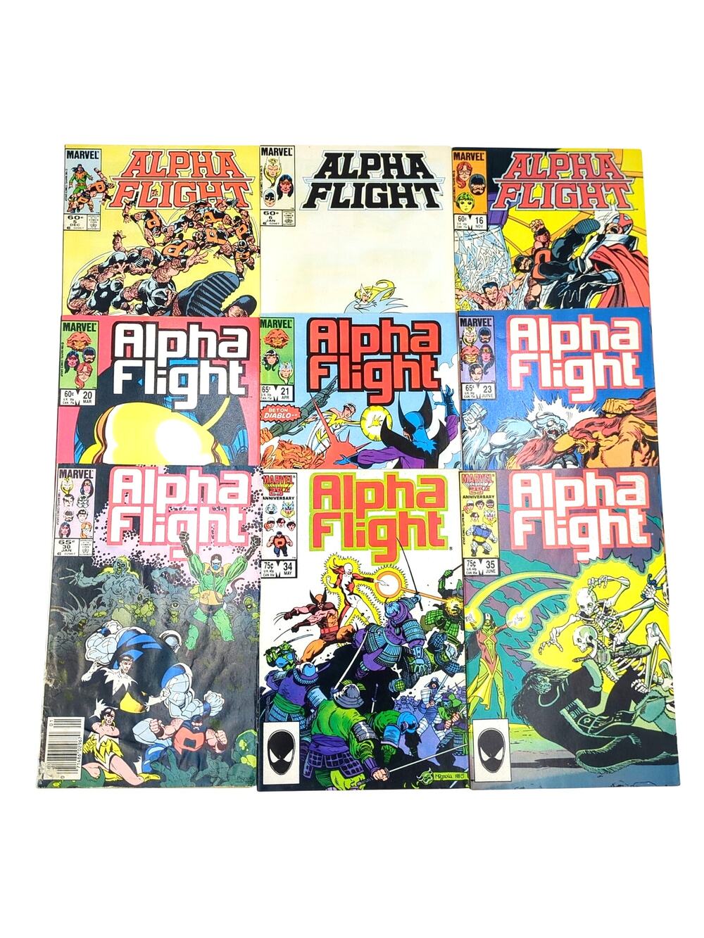 Alpha Flight 9 Issue Lot 5 6 16 20 21 23 30 34 35 Marvel Comic Wolverine 1983-85